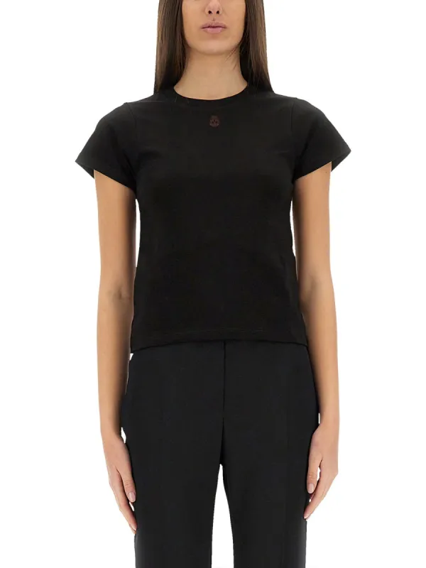 T-Shirt With "Skull" Embroidery made by Alexander McQueen