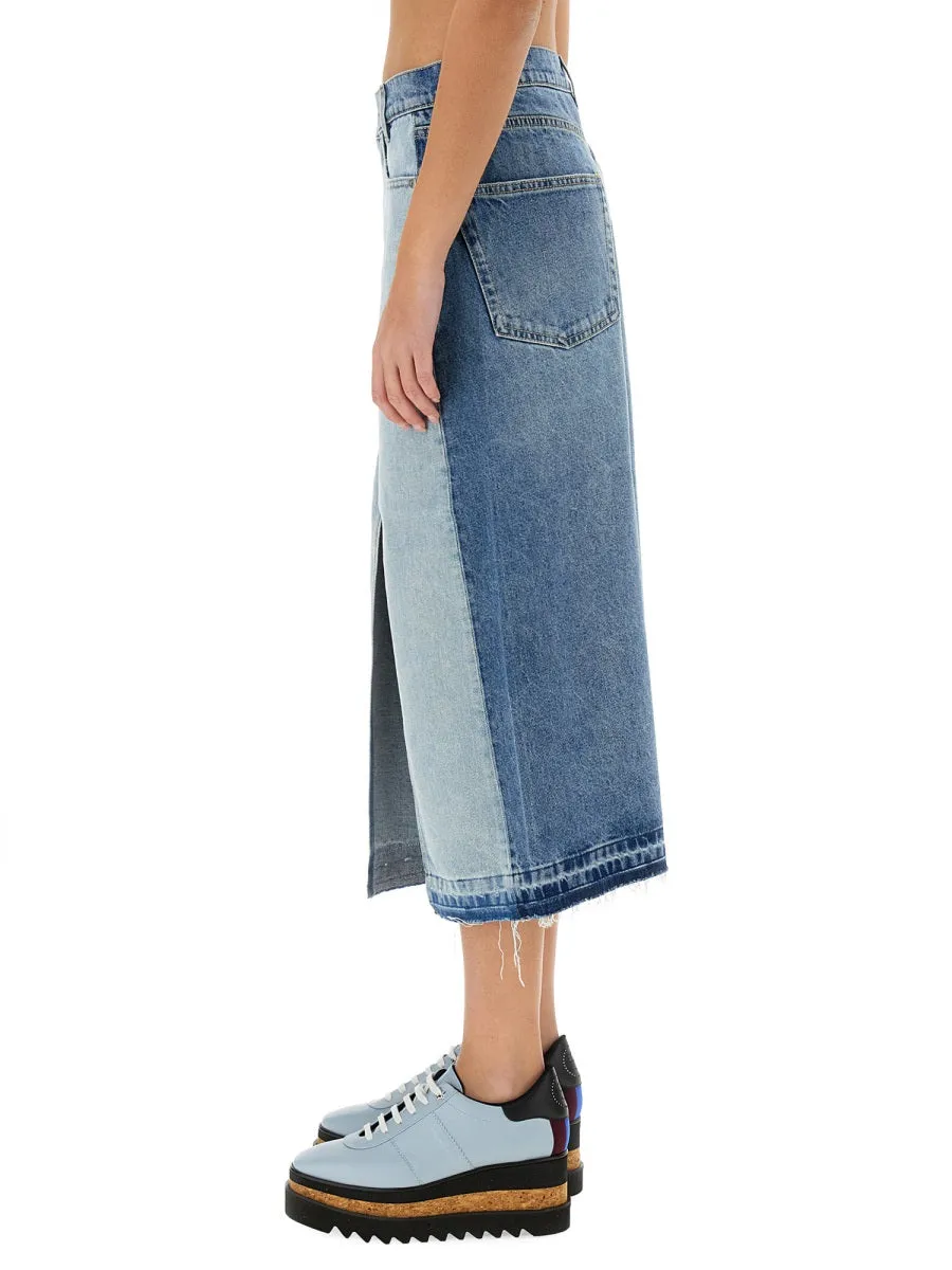 Denim Skirt With Contrasting Panel sold by Wanan Luxury product image thumbnail 4
