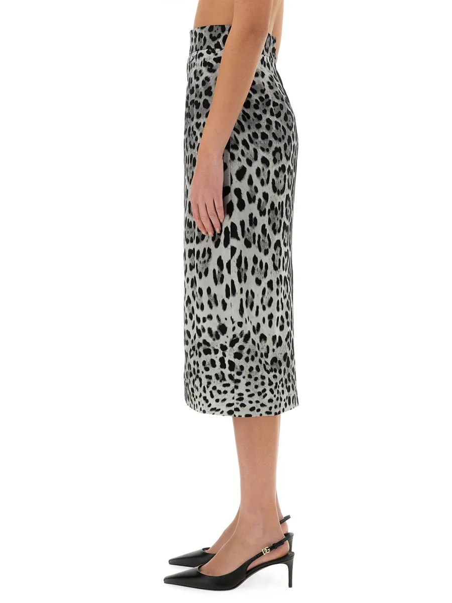 Leopard Print Charmeuse Longuette Skirt sold by Wanan Luxury product image thumbnail 4