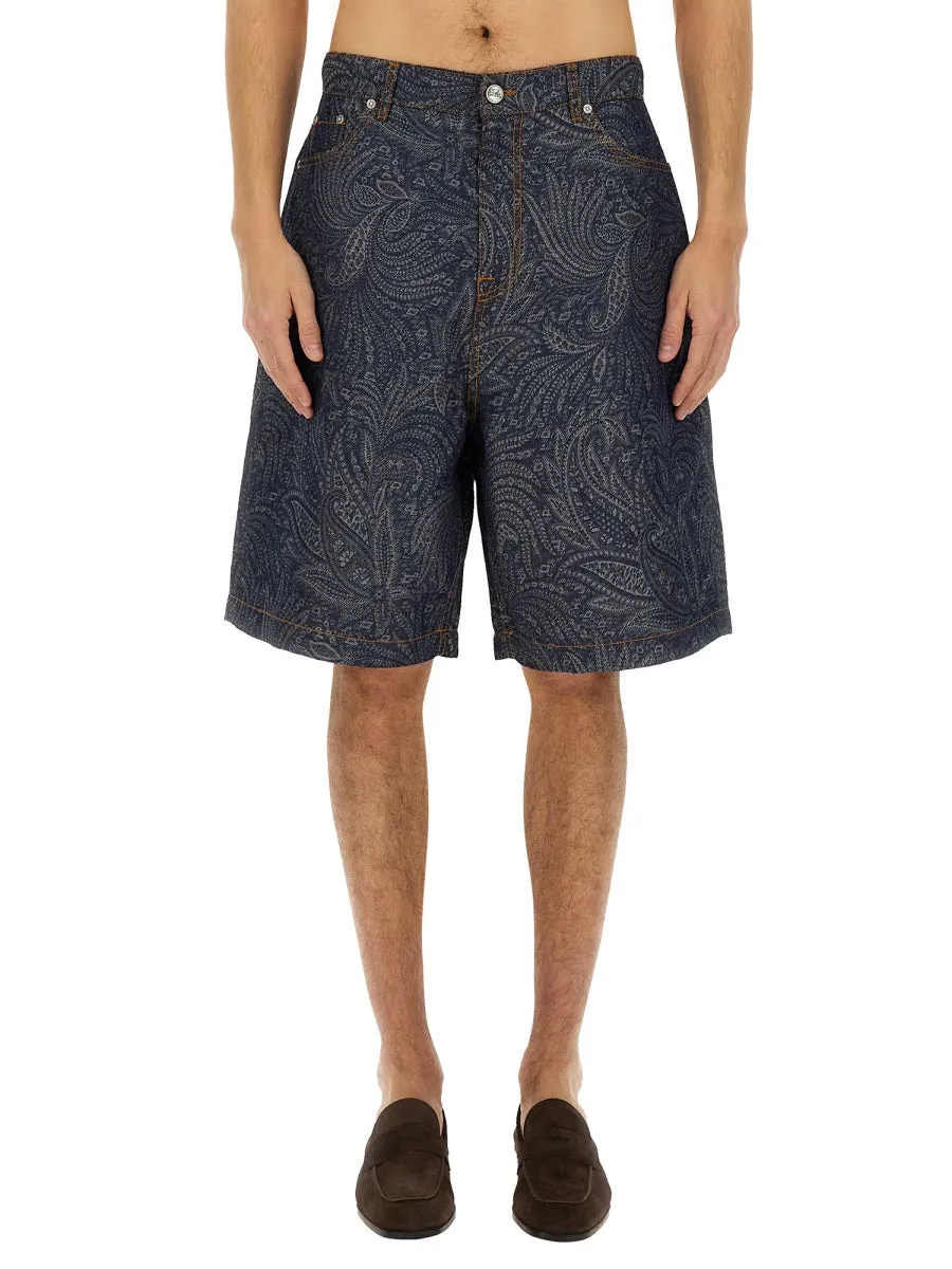 Jacquard Denim Bermuda Shorts sold by Wanan Luxury