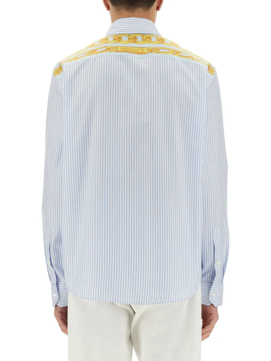 Striped Shirt With Silk Printed Insert sold by Wanan Luxury product image thumbnail 3