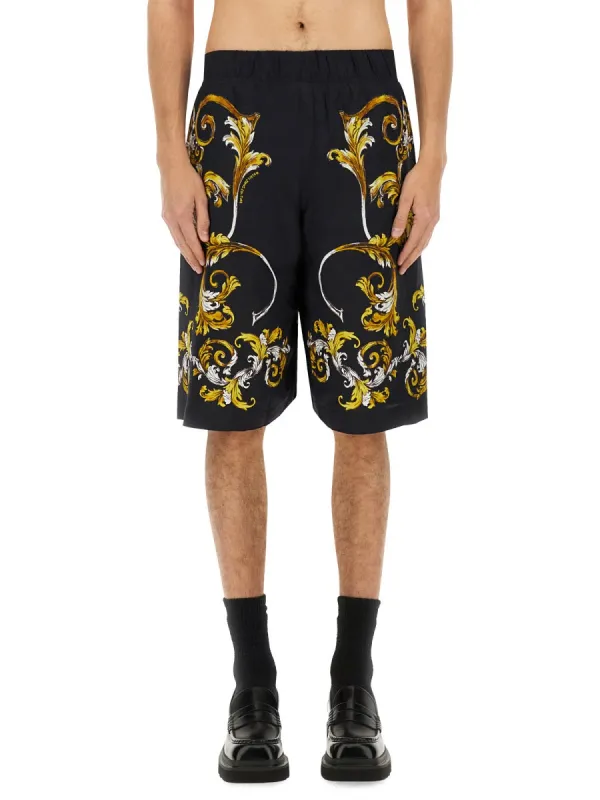 Shorts With Baroque Outline Print sold by Wanan Luxury