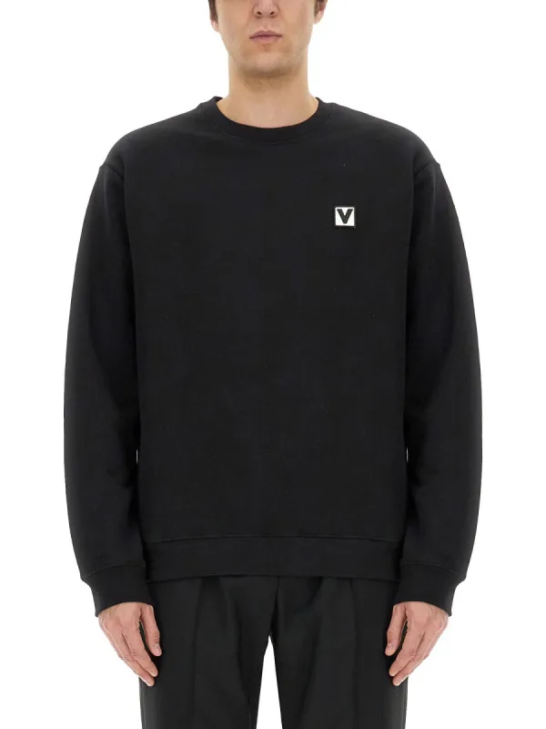 Cotton Crewneck Sweatshirt With "Chez Valentino" Patch made by Valentino Garavani