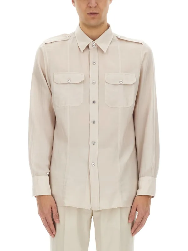Cotton And Silk Military Shirt sold by Wanan Luxury