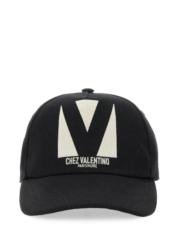 "Chez Valentino" Embroidered Baseball Cap sold by Wanan Luxury