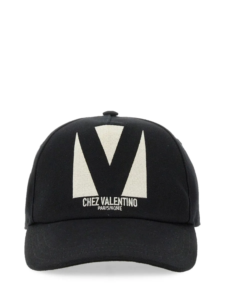 "Chez Valentino" Embroidered Baseball Cap sold by Wanan Luxury