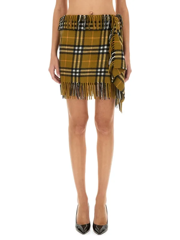 Wool And Cashmere Check Scarf Style Skirt sold by Wanan Luxury
