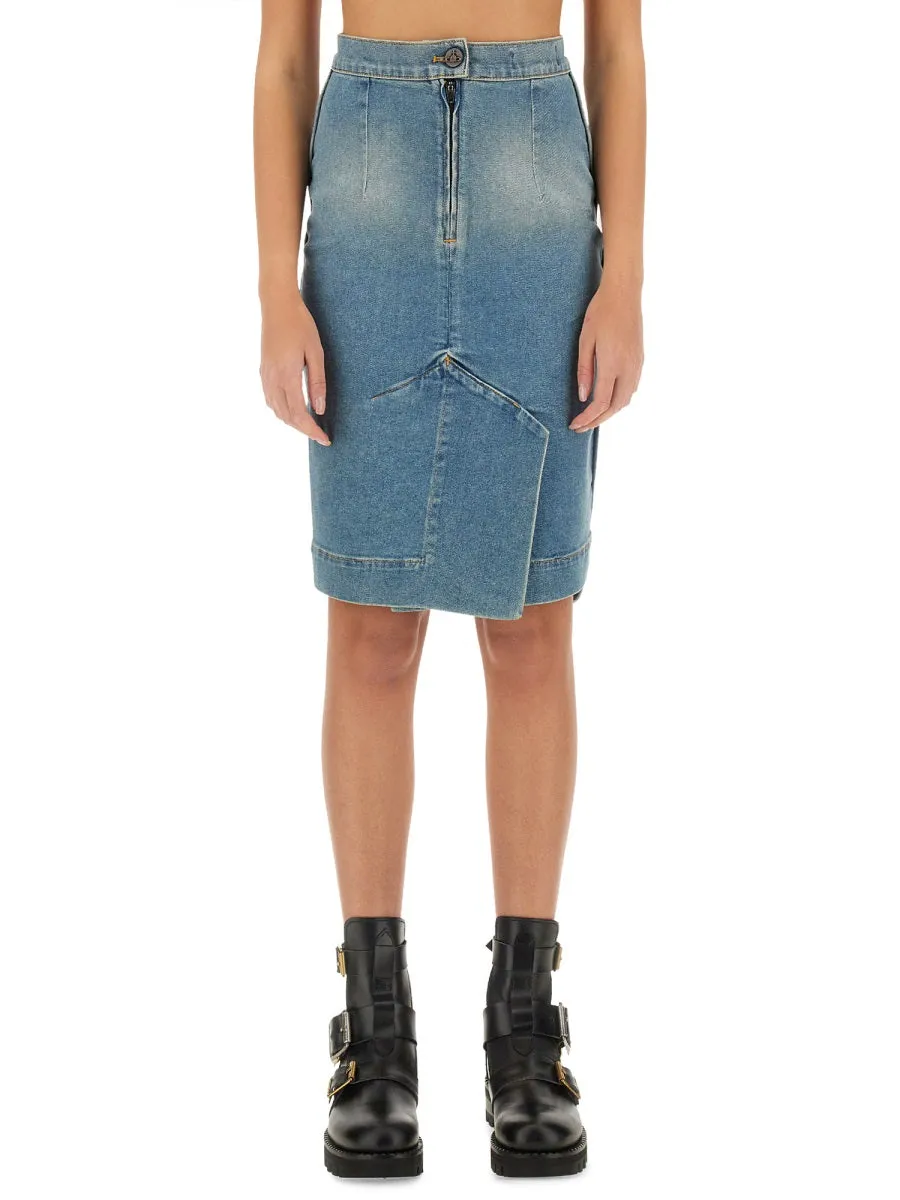 Denim Midi Skirt sold by Wanan Luxury