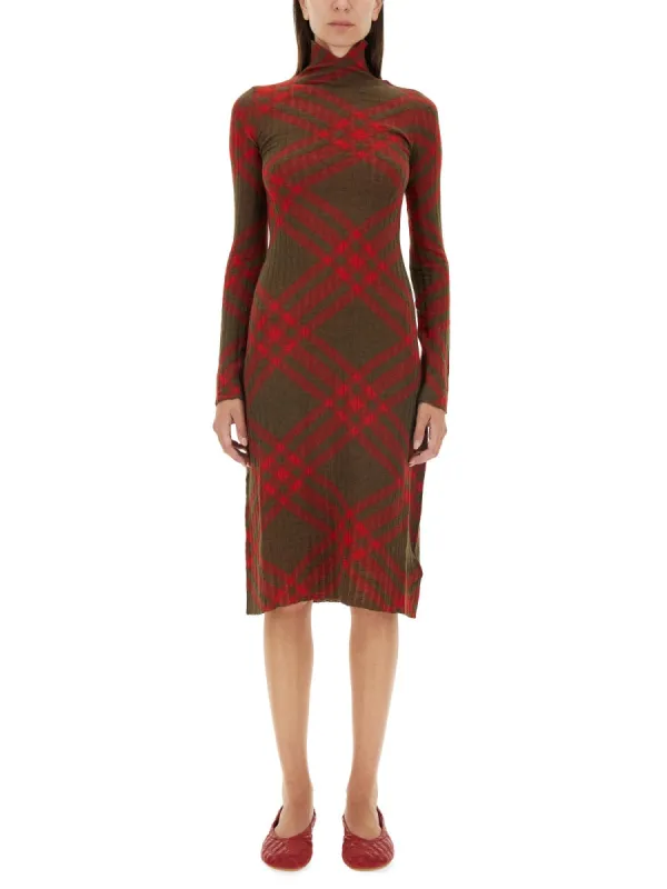 Check Wool Blend Dress made by Burberry