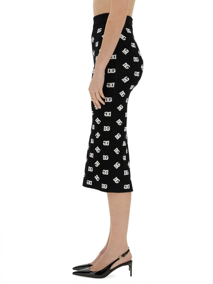 Viscose Logo Jacquard Pencil Skirt sold by Wanan Luxury product image thumbnail 4