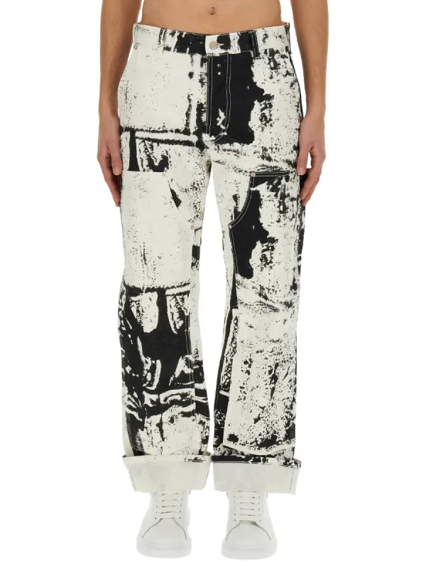 Workwear Jeans With Fold Print sold by Wanan Luxury
