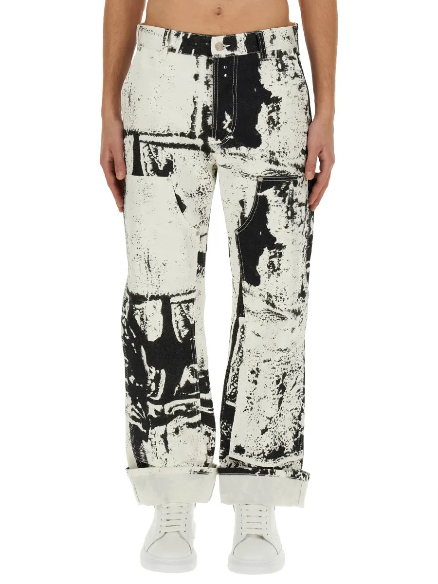 Workwear Jeans With Fold Print sold by Wanan Luxury