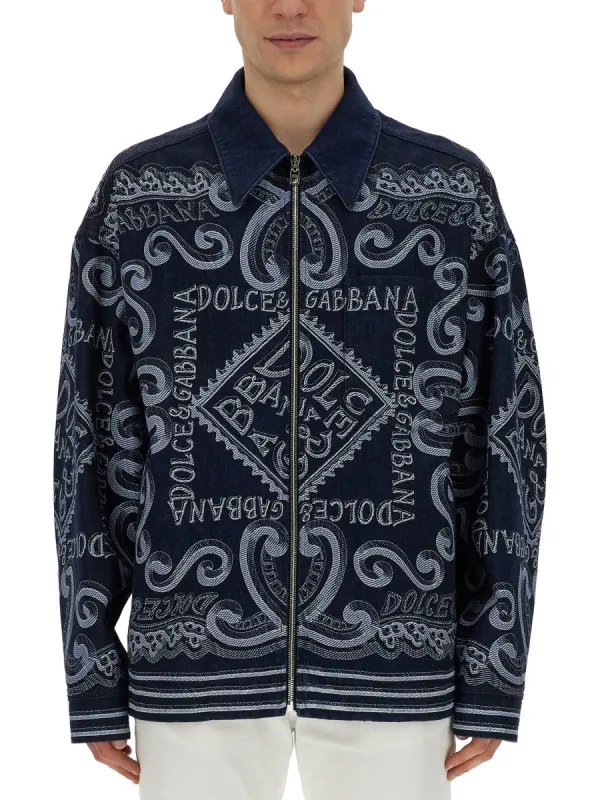 Navy Print Cardigan made by Dolce & Gabanna