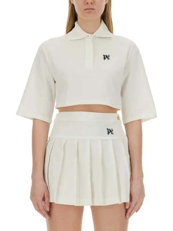 Monogram Cropped Polo Shirt made by Palm Angels