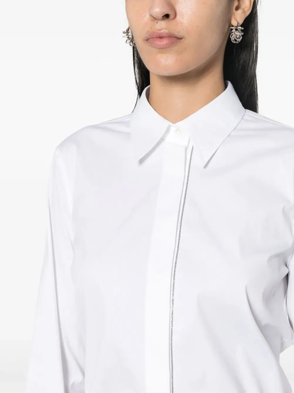 Stretch Cotton Poplin Shirt With Shiny Trim sold by Wanan Luxury product image thumbnail 5
