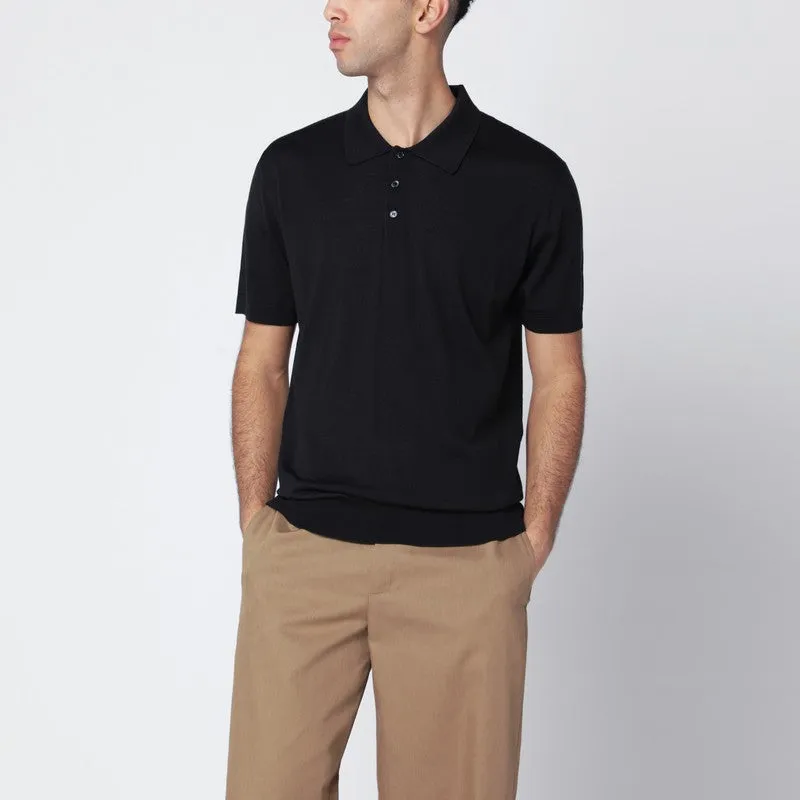 Black Wool Polo Shirt sold by Wanan Luxury