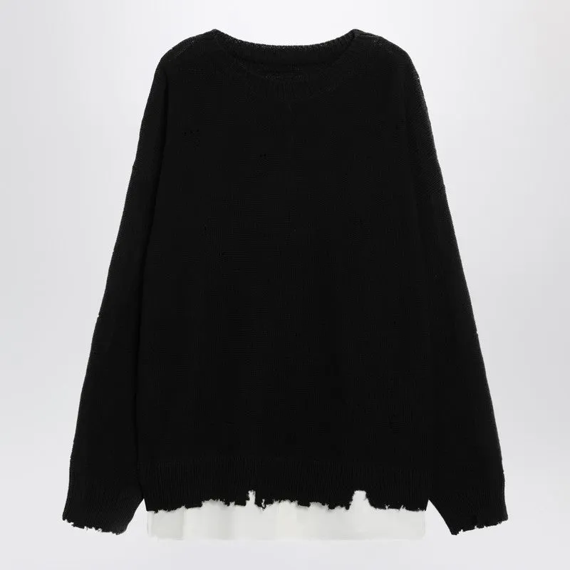 Black Sweater With Distressed Hem made by Maison Margiela