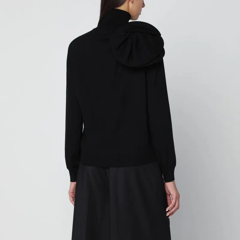 Black Turtleneck Sweater With Flower Detail sold by Wanan Luxury product image thumbnail 2
