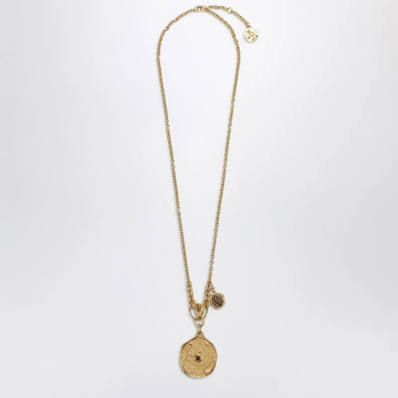 Gold Zodiac Pendant Necklace sold by Wanan Luxury