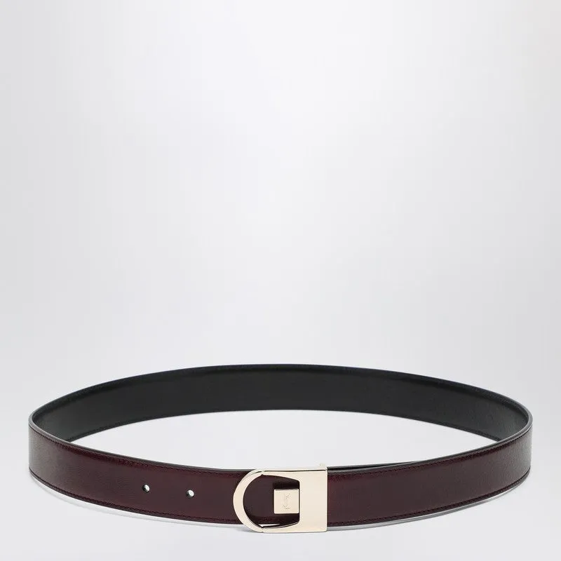 Reversible Belt In Black/Burgundy Leather sold by Wanan Luxury