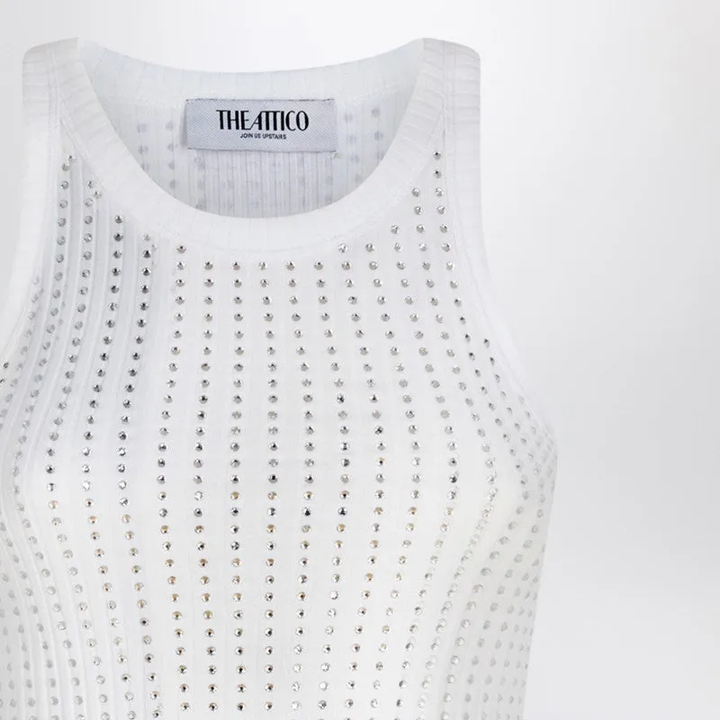White Tank Top With Rhinestones sold by Wanan Luxury product image thumbnail 2