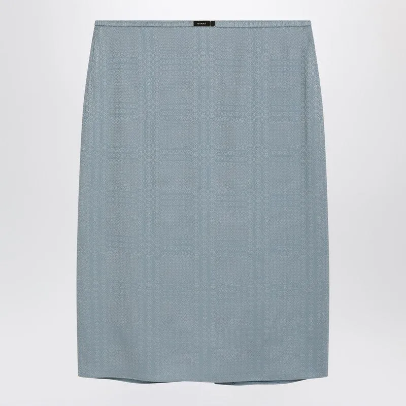 Light Blue Gg Jacquard Silk Skirt sold by Wanan Luxury