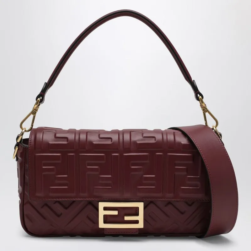 Medium Baguette Bag In Bordeaux Leather made by Fendi