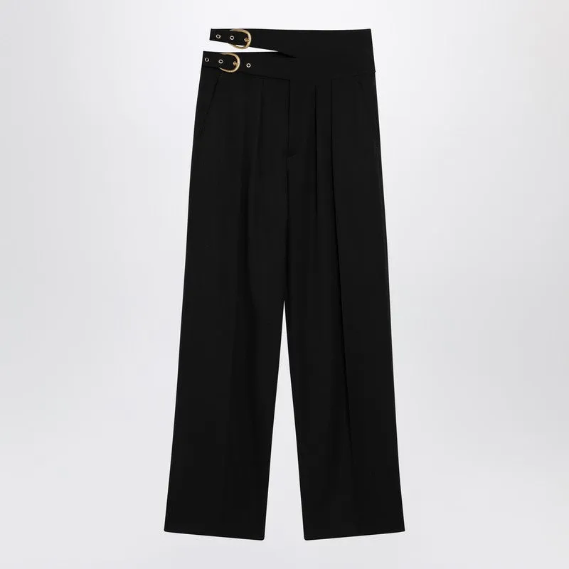 Black Trousers With Double Belt And Gold Buckles sold by Wanan Luxury