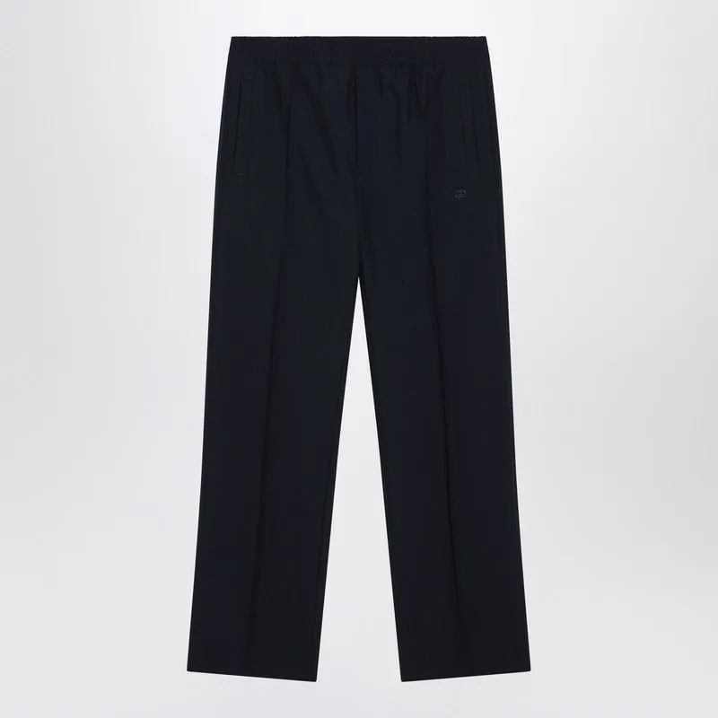 Midnight Blue Technical Panama Trousers sold by Wanan Luxury