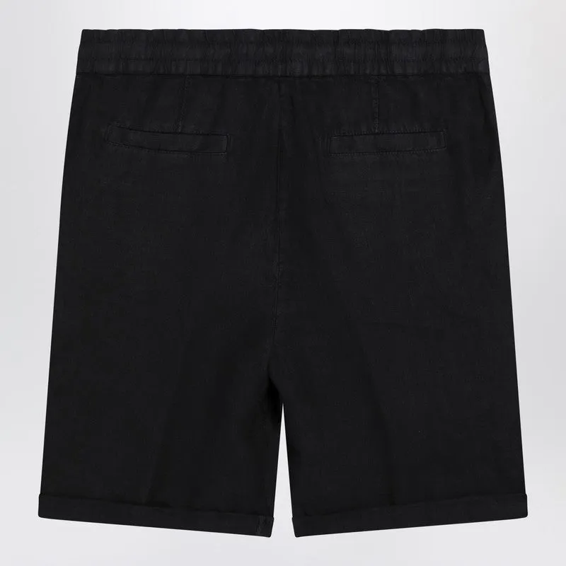 Navy Blue Linen Drawstring Bermuda Shorts sold by Wanan Luxury product image thumbnail 2