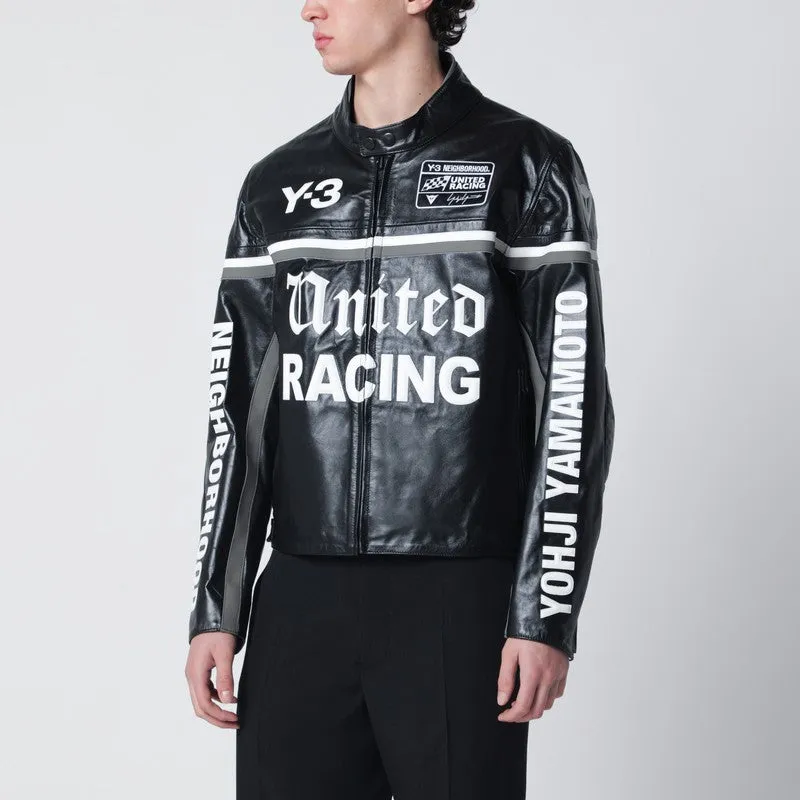Black Leather Racer Jacket sold by Wanan Luxury