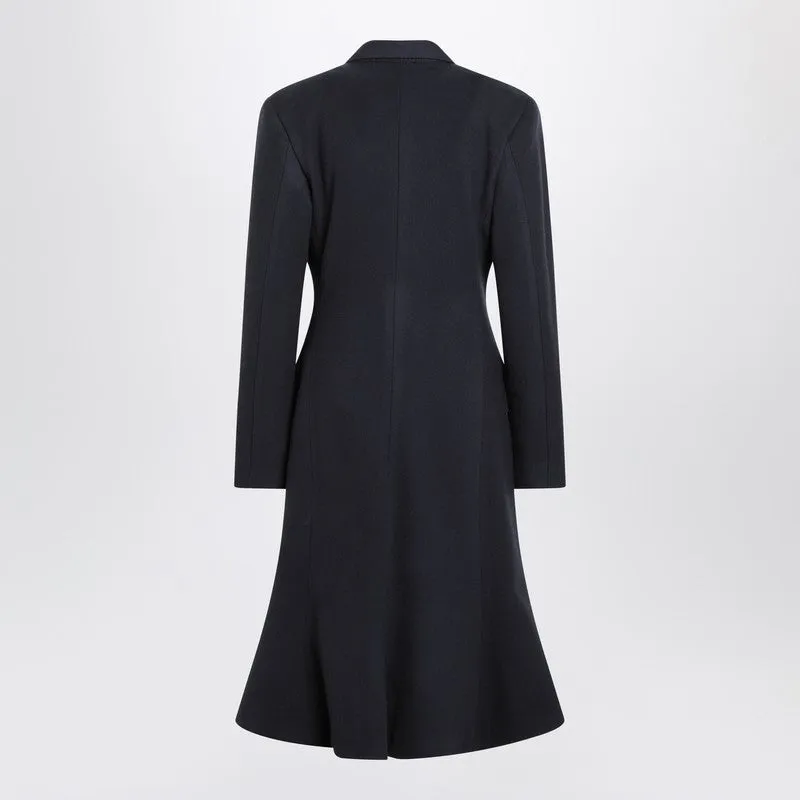 Navy Blue Midi Godet Wool Coat sold by Wanan Luxury product image thumbnail 2