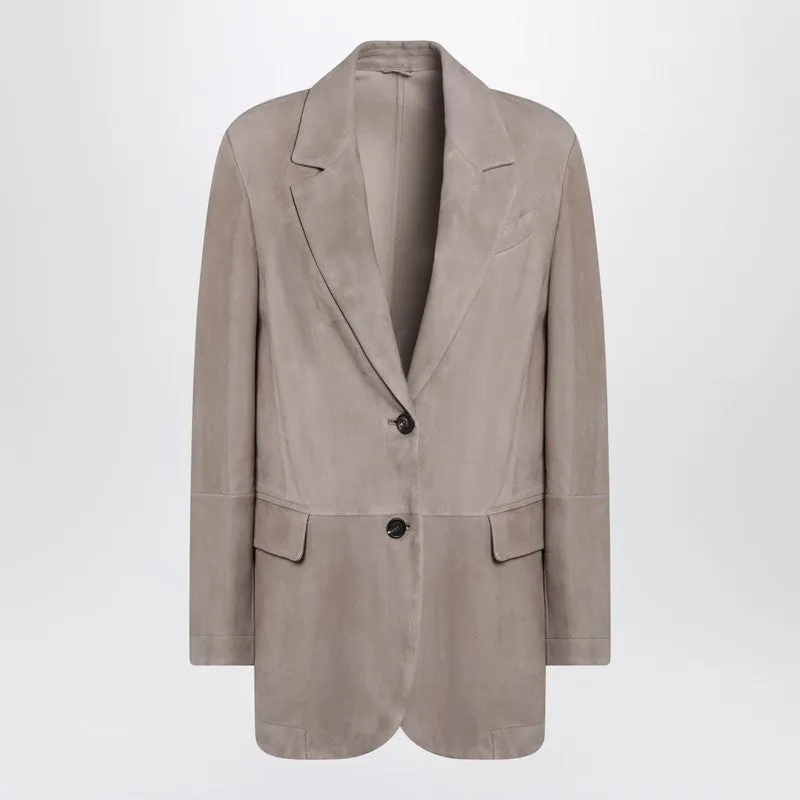 Light Brown Suede Single-Breasted Blazer made by Brunello Cucinelli