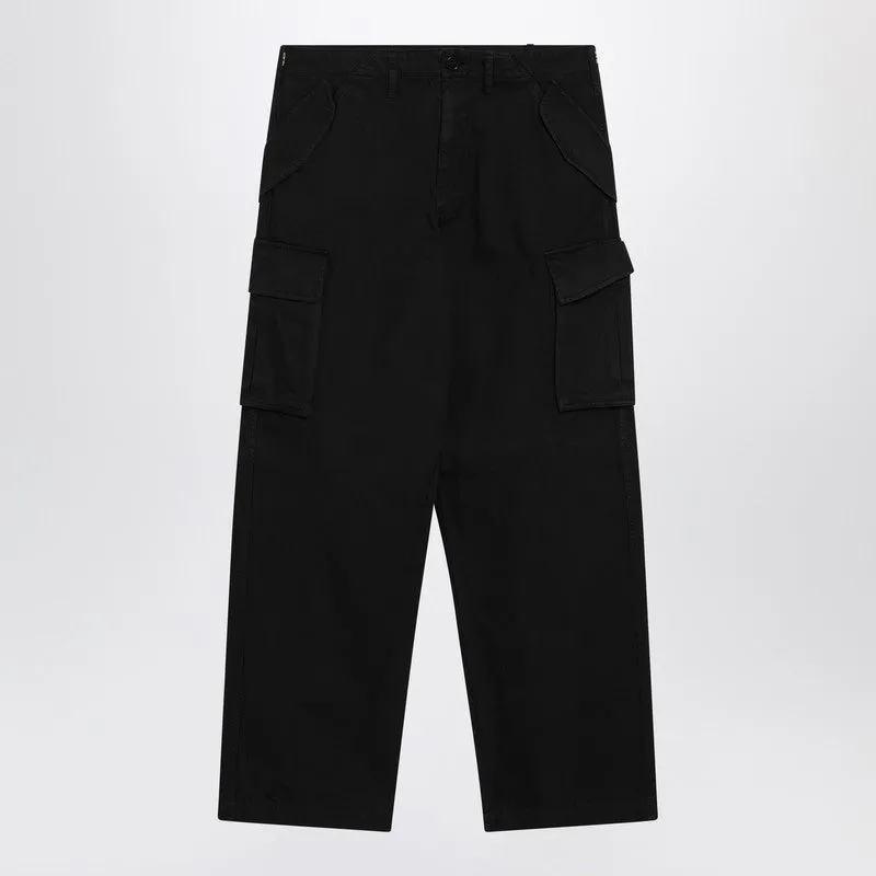 Black Cotton Cargo Trousers sold by Wanan Luxury
