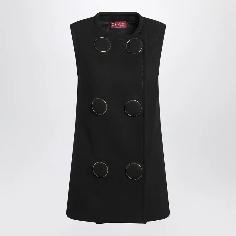 Black Vest With Large Buttons sold by Wanan Luxury
