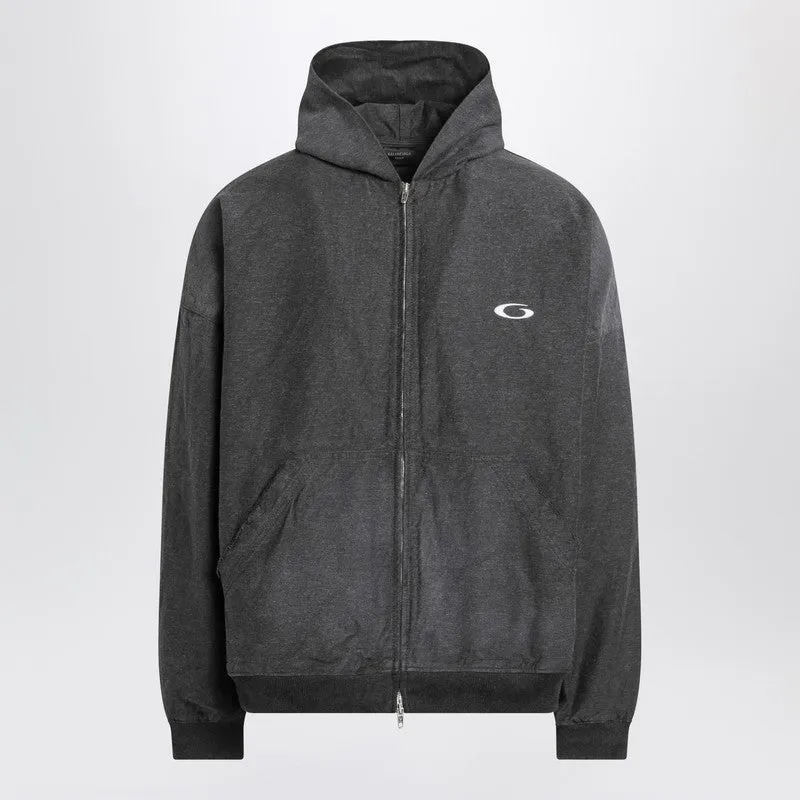 Trompe L'oeil Anthracite Mélange Cotton Sweatshirt made by Balenciaga
