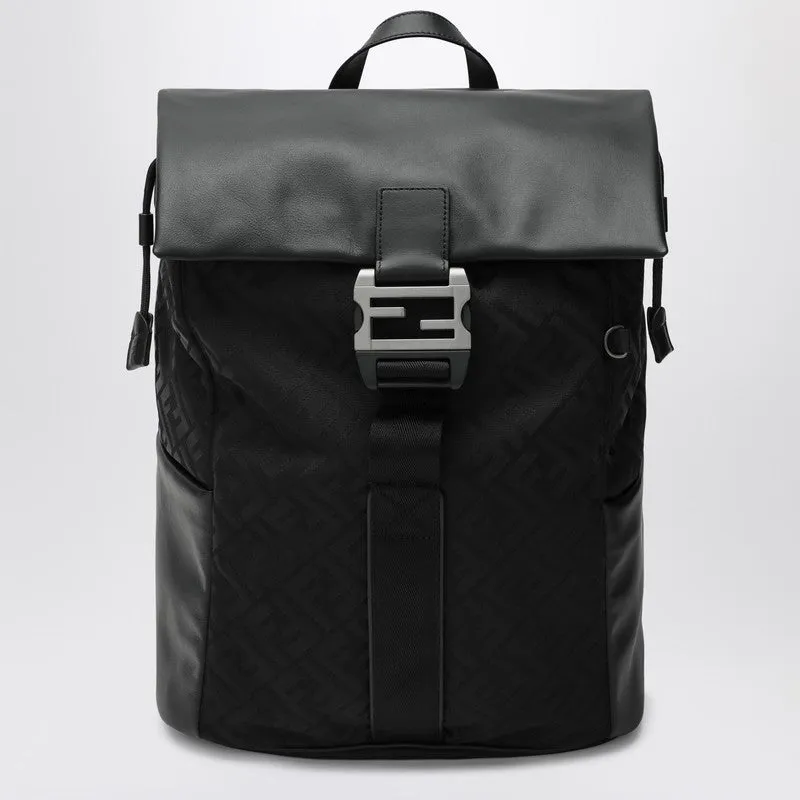 Black Leather And Nylon Flux Backpack sold by Wanan Luxury