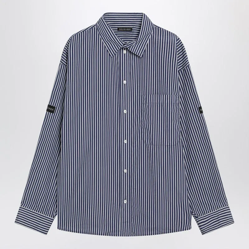 Oversize Navy Blue And White Striped Shirt sold by Wanan Luxury