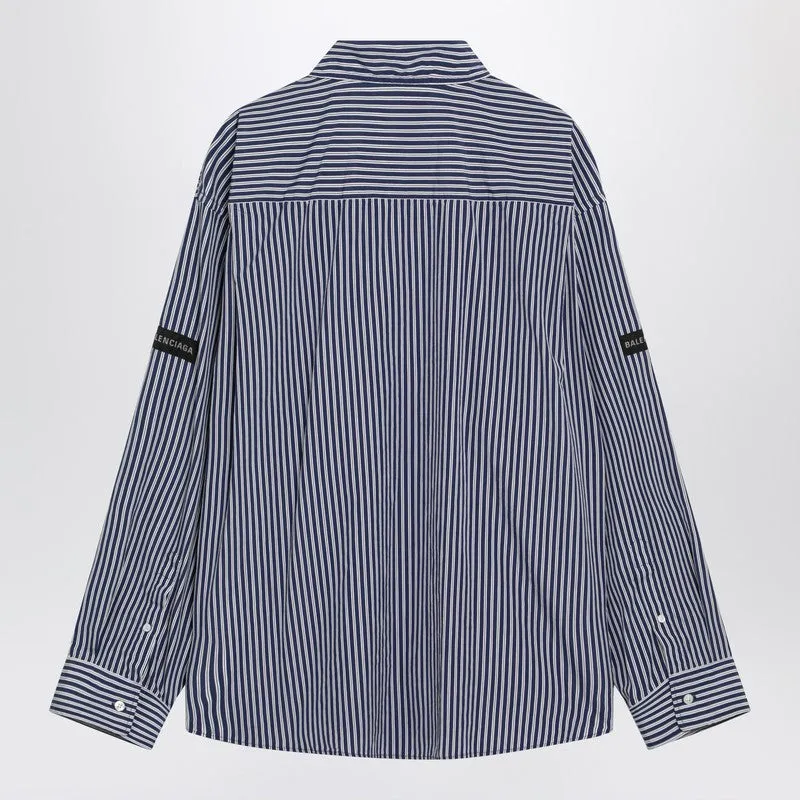 Oversize Navy Blue And White Striped Shirt sold by Wanan Luxury product image thumbnail 2