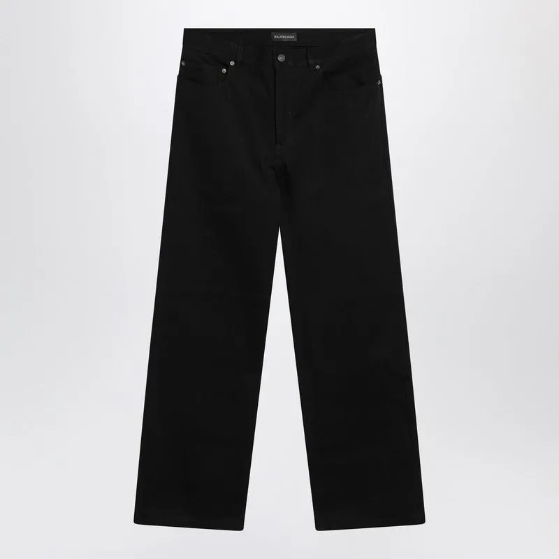 Black Cotton Denim Trousers sold by Wanan Luxury