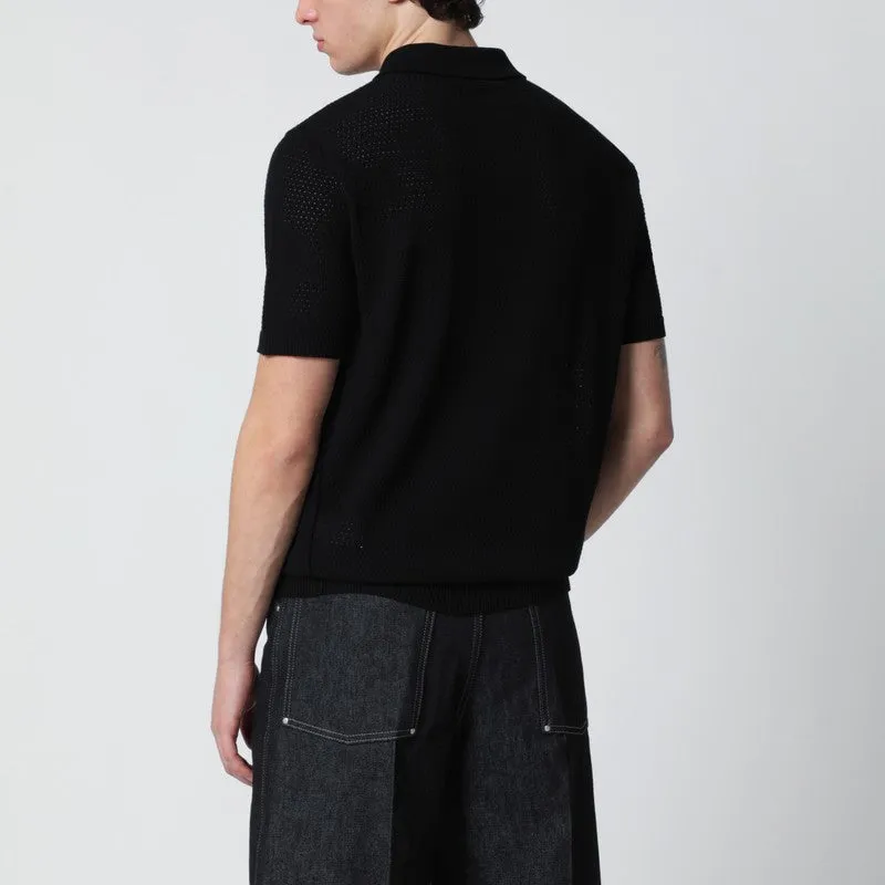 Black Openwork Cotton Polo sold by Wanan Luxury product image thumbnail 2