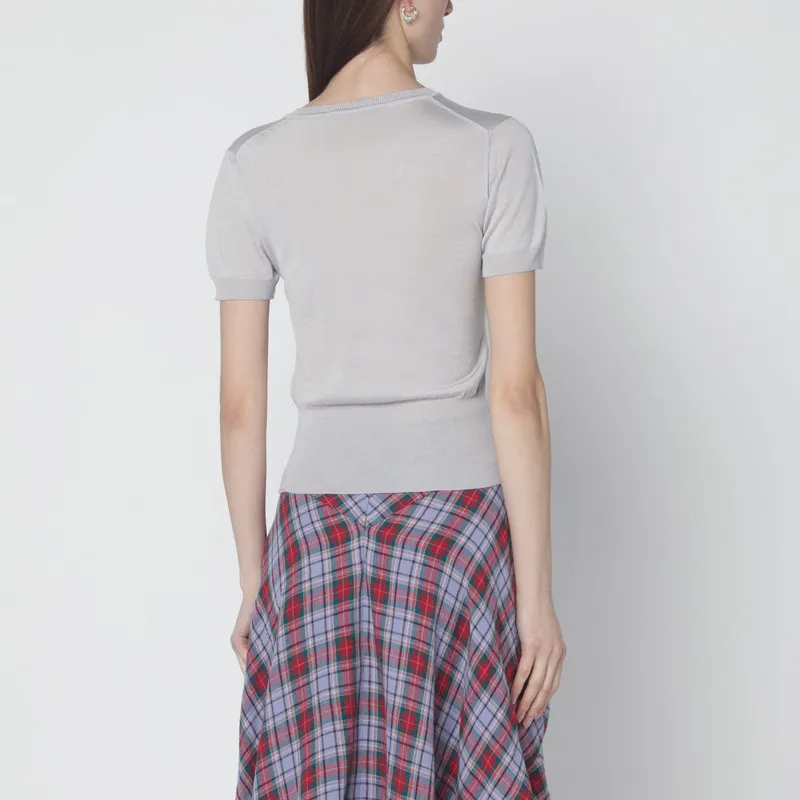 Light Grey Bea Wool And Silk Top sold by Wanan Luxury product image thumbnail 2