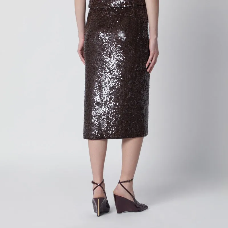Brown Sequin Pencil Skirt sold by Wanan Luxury product image thumbnail 2