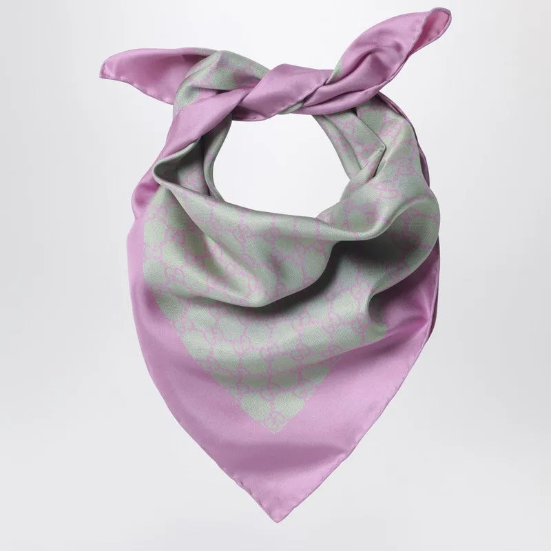 Aqua Green And Pink Silk Twill Scarf sold by Wanan Luxury