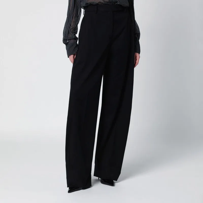 Black Cotton Palazzo Trousers sold by Wanan Luxury
