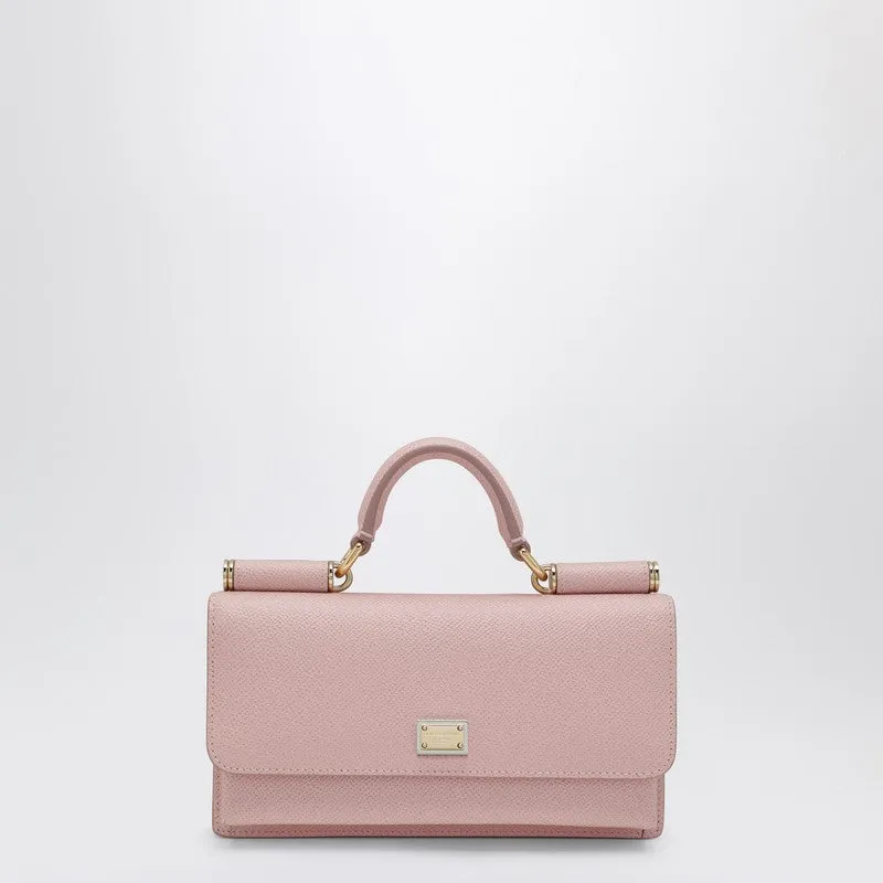 Pink Mini Bag In Dauphine Leather With Logo Tag made by Dolce & Gabanna