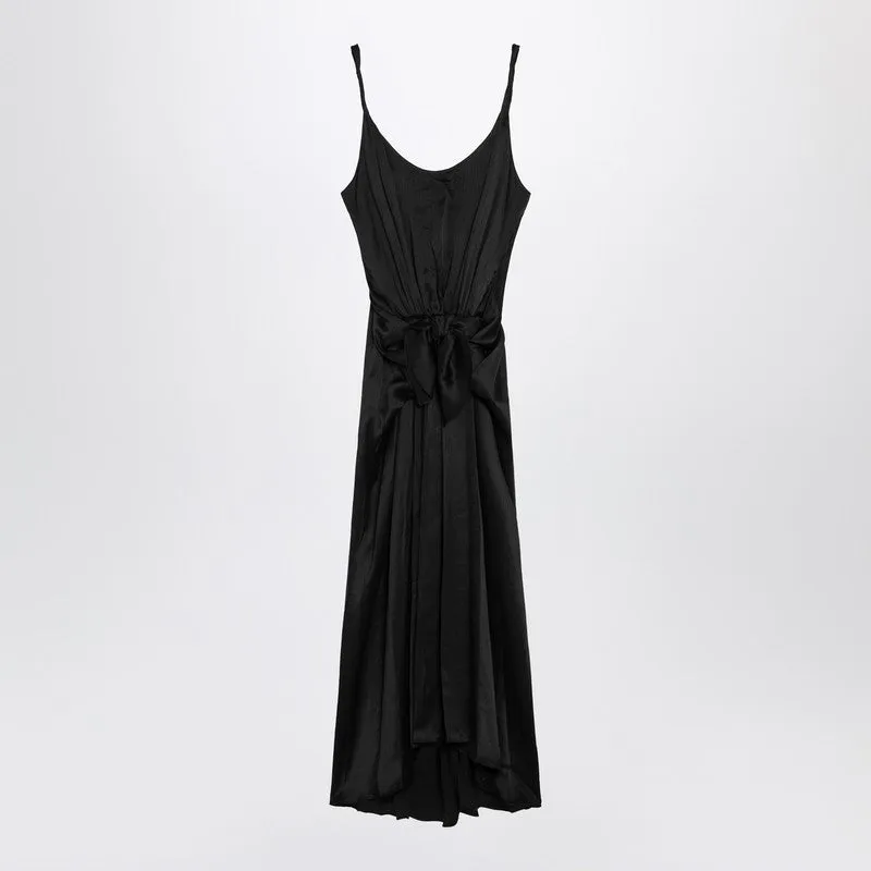 Black Silk Dress With Knotted Waist sold by Wanan Luxury