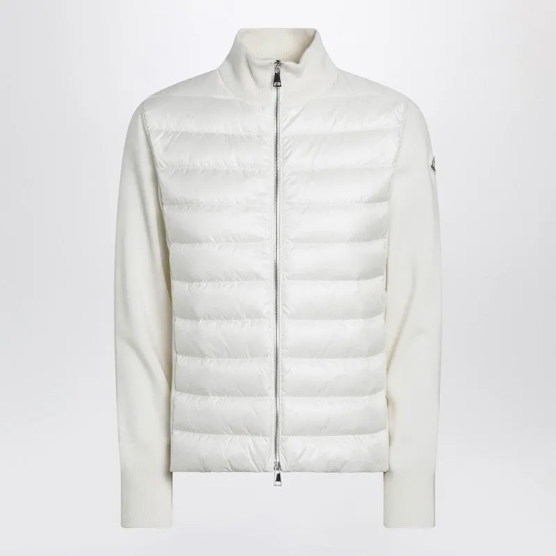 White Padded Wool Zip Cardigan made by Moncler