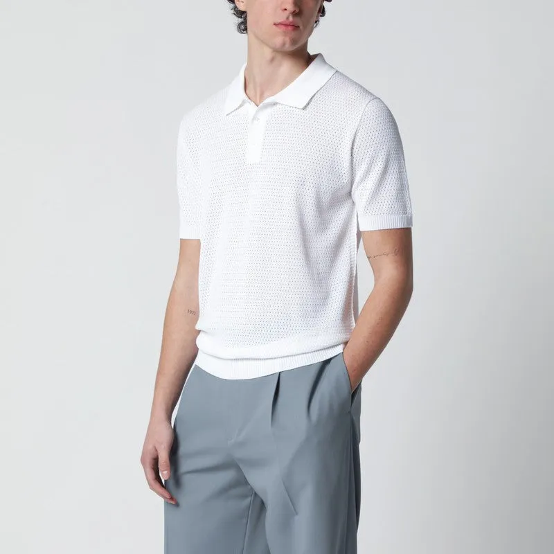 White Openwork Cotton Polo sold by Wanan Luxury