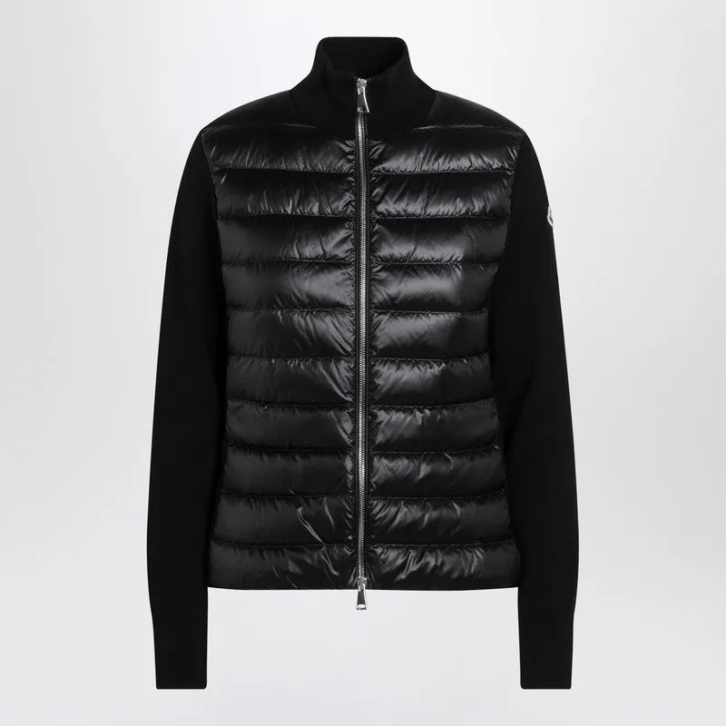 Black Padded Wool Zip Cardigan sold by Wanan Luxury